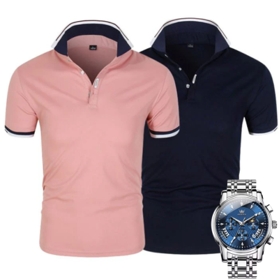 [2 pour 1] Pack Duo Polos Premiere + Montre Exclusive OFFERTE